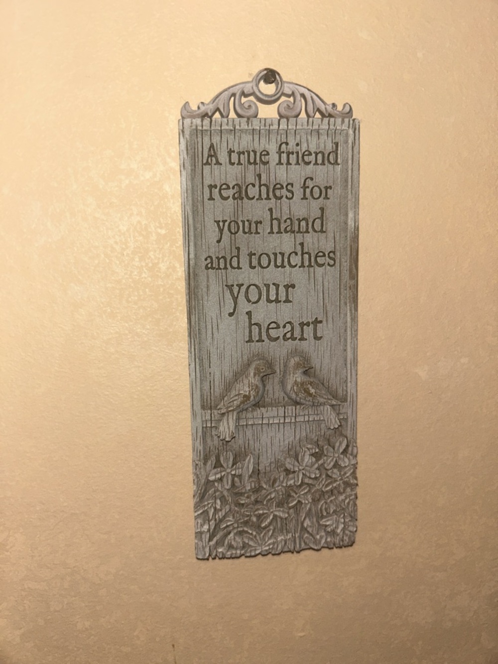 Gray Bird & Heart Wall Plaque - Home Wall Decor